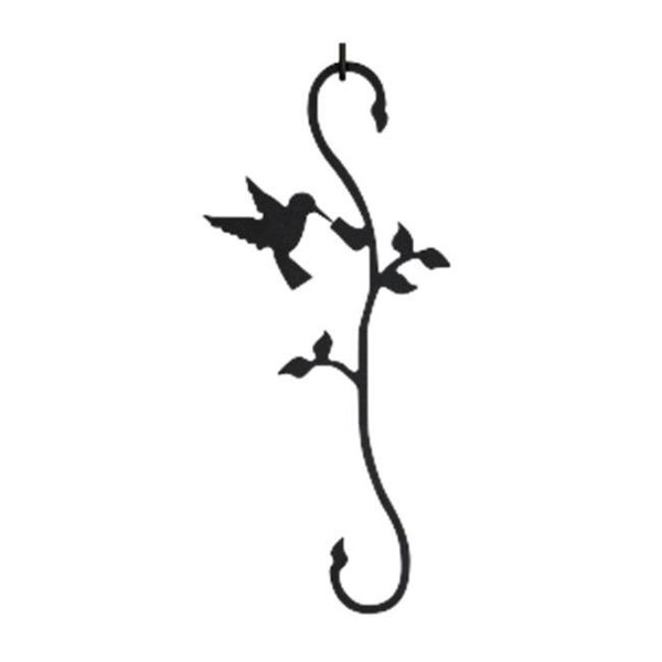 Village Wrought Iron Village Wrought Iron SH-D-18 Hummingbird w-Flower S-Hook - Black SH-D-18